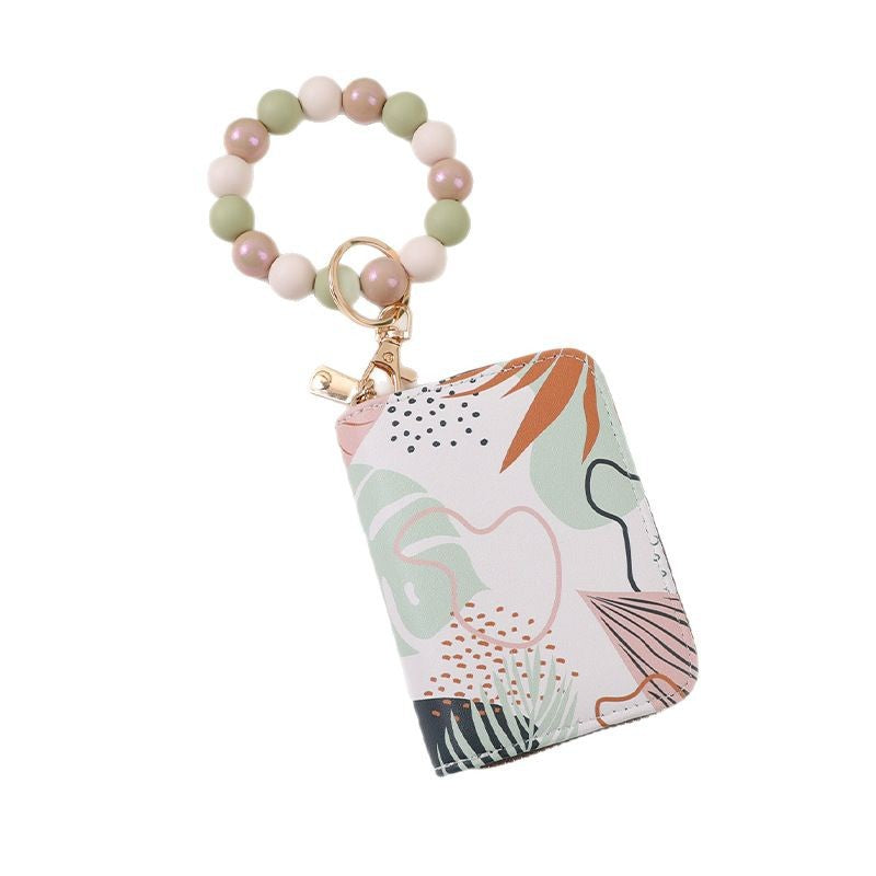 Wholesale printing  card organ storage bag change card clip bag haze silicone beads beaded